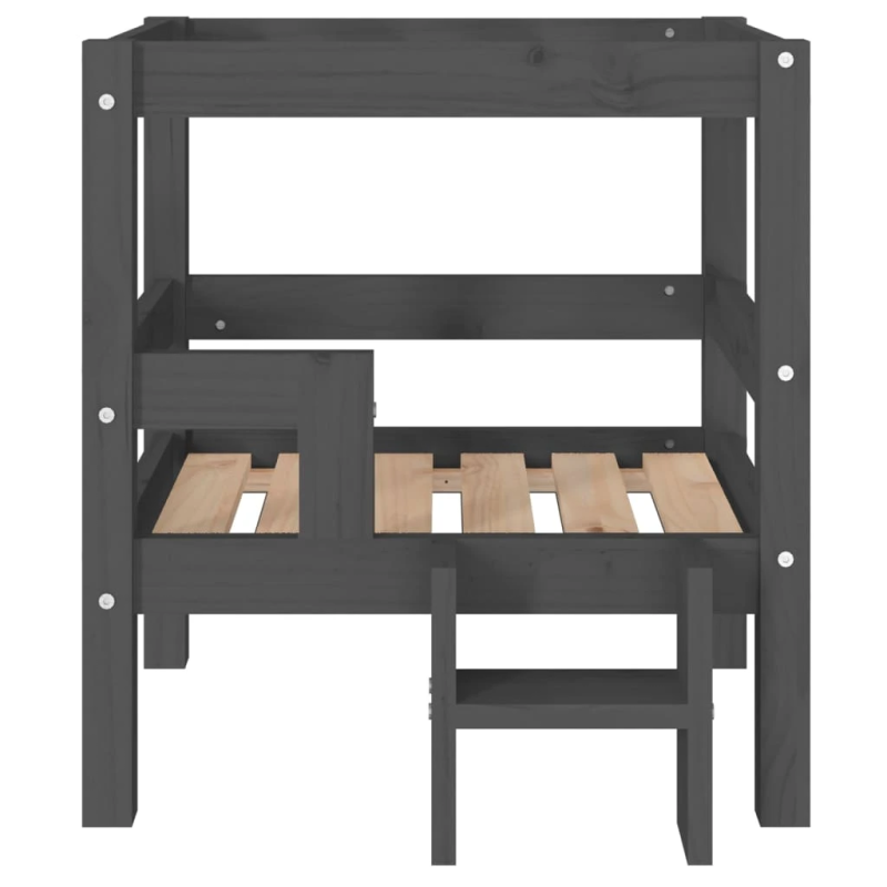 vidaXL suņu gulta, pelēka, 55,5x53,5x60 cm, priedes masīvkoks