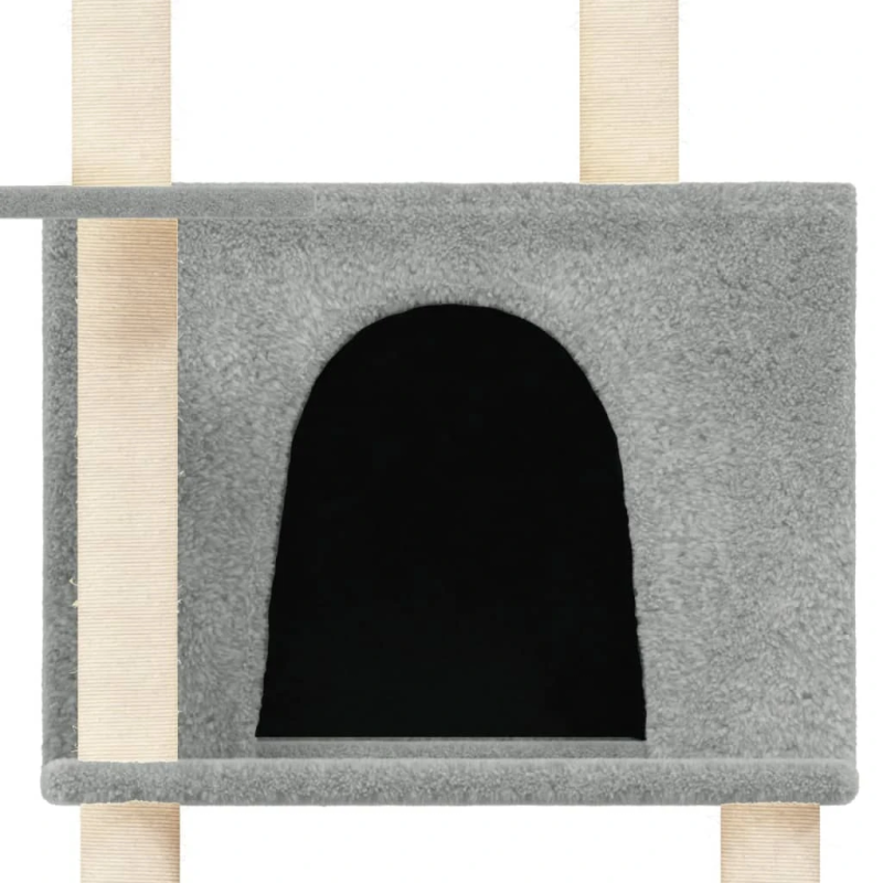 vidaXL kaķu māja ar sizala stabiem nagu asināšanai, 166 cm, pelēka