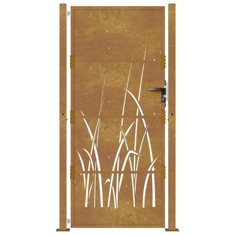 vidaXL dārza vārti, 100x200 cm, Corten tērauds, zāles dizains