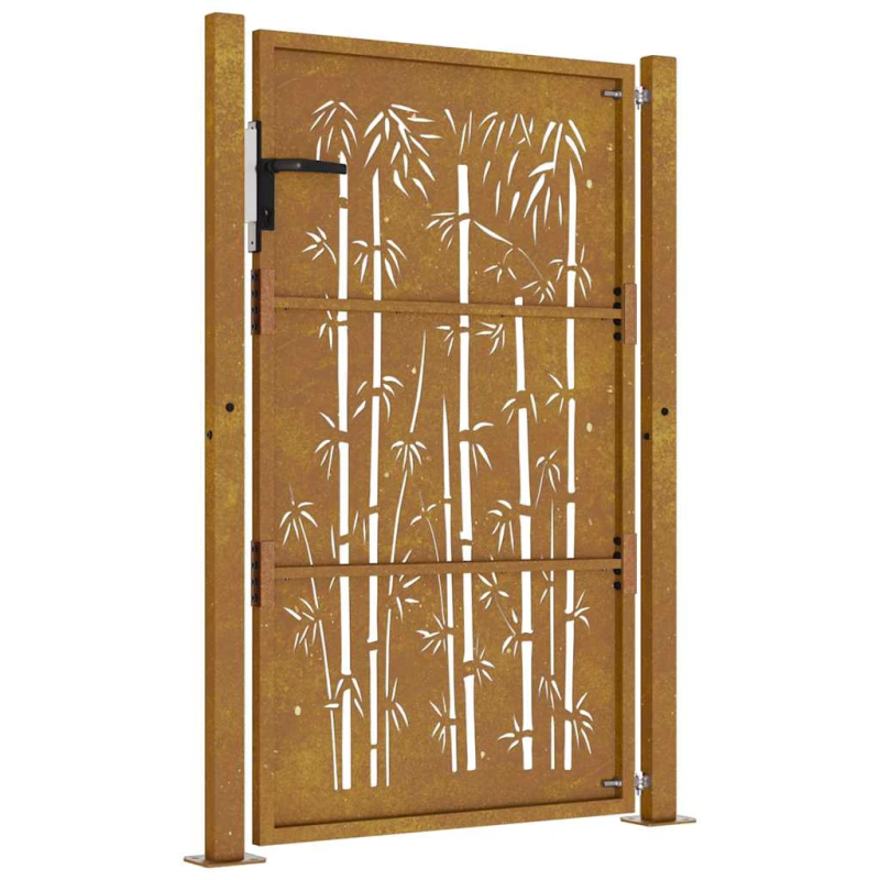 vidaXL dārza vārti, 100x150 cm, kortēna tērauds, bambusa dizains