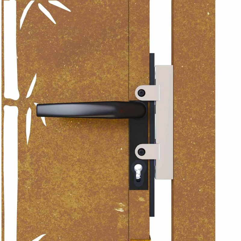 vidaXL dārza vārti, 100x200 cm, kortēna tērauds, bambusa dizains