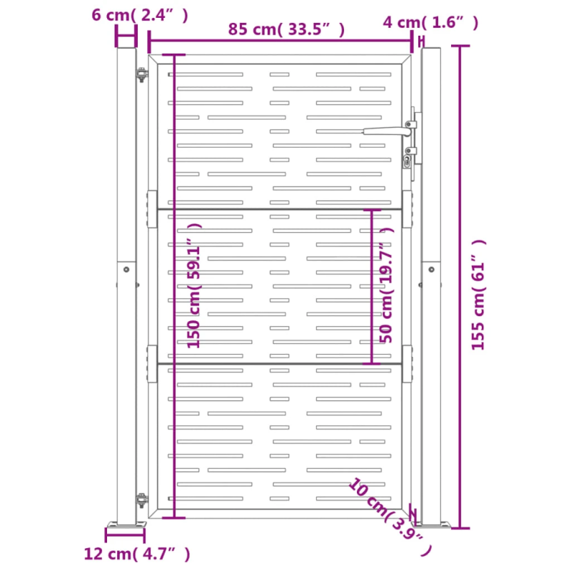 vidaXL dārza vārti, antracīta krāsas, 100x150 cm, tērauds, kvadrātveida dizains