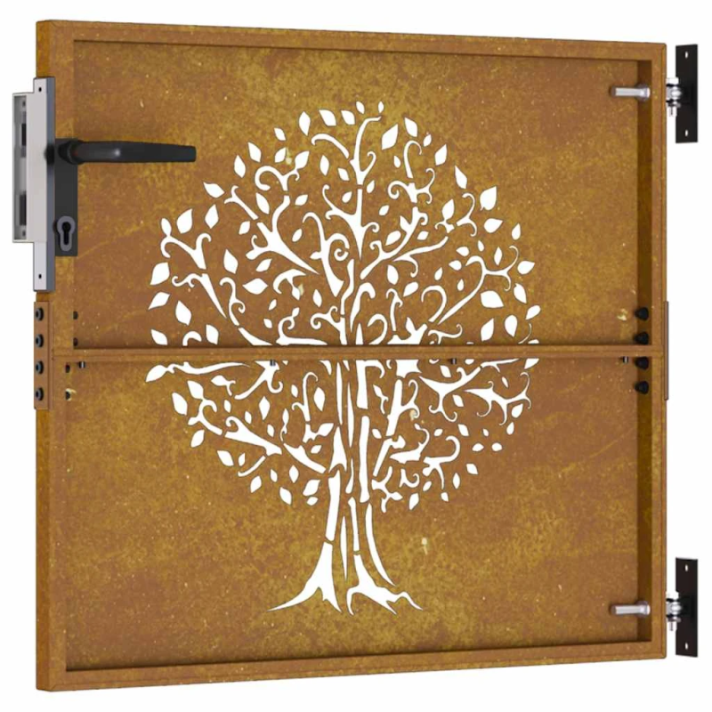 vidaXL dārza vārti, 85x100 cm, kortēna tērauds, koka dizains