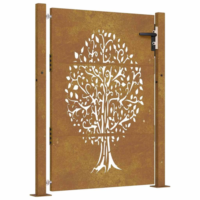 vidaXL dārza vārti, 100x150 cm, kortēna tērauds, koka dizains