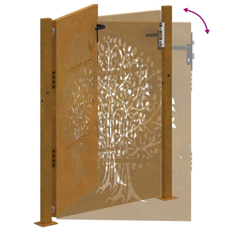 vidaXL dārza vārti, 100x150 cm, kortēna tērauds, koka dizains