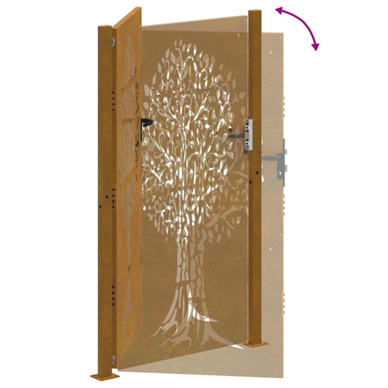 vidaXL dārza vārti, 100x200 cm, kortēna tērauds, koka dizains