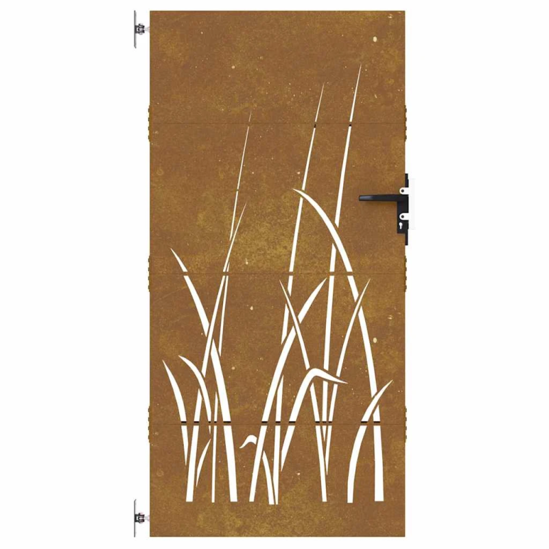 vidaXL dārza vārti, 85x200 cm, kortēna tērauds, zāles dizains