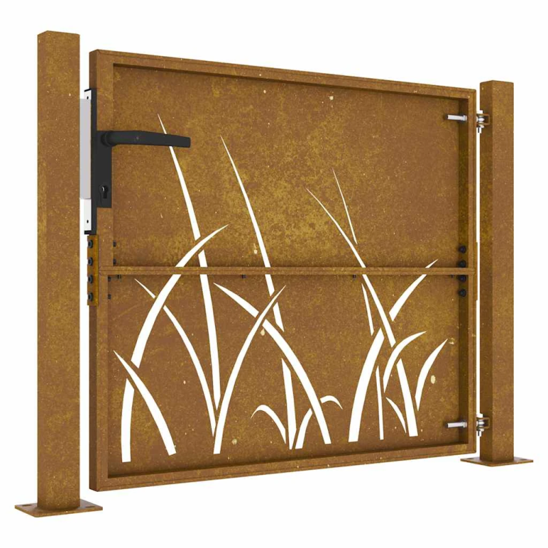 vidaXL dārza vārti, 100x100 cm, Corten tērauds, zāles dizains