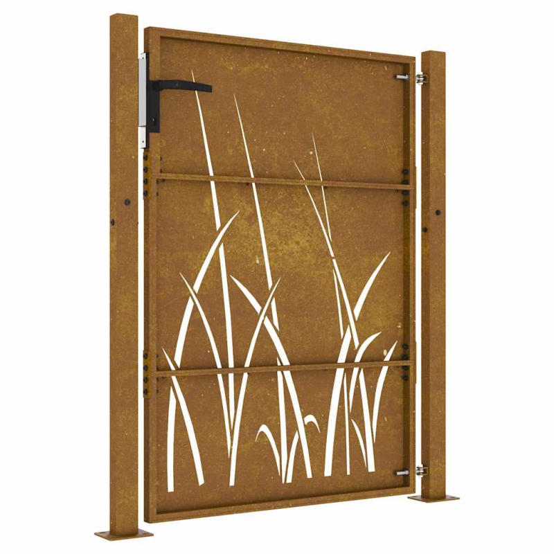 vidaXL dārza vārti, 100x125 cm, kortēna tērauds, zāles dizains