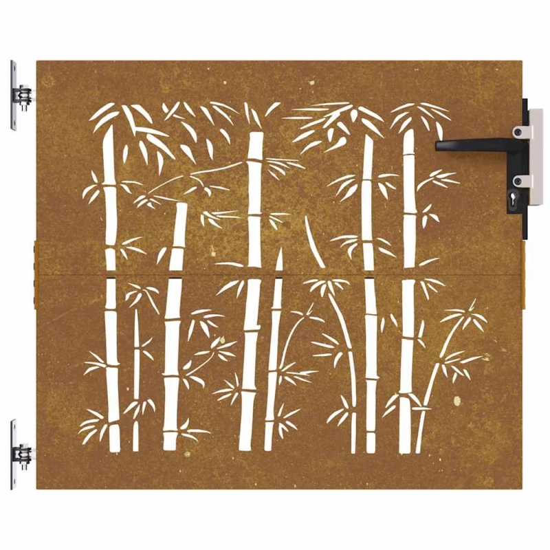 vidaXL dārza vārti, 85x75 cm, kortēna tērauds, bambusa dizains