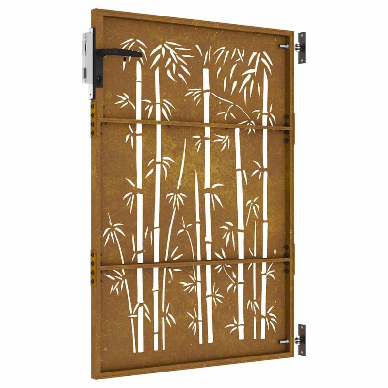 vidaXL dārza vārti, 85x125 cm, kortēna tērauds, bambusa dizains