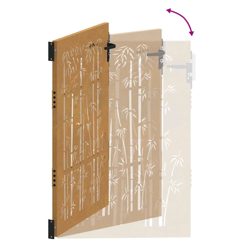 vidaXL dārza vārti, 85x150 cm, kortēna tērauds, bambusa dizains