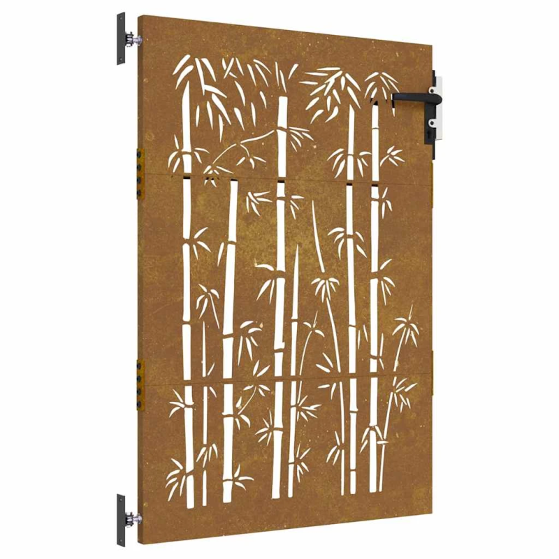 vidaXL dārza vārti, 85x150 cm, kortēna tērauds, bambusa dizains