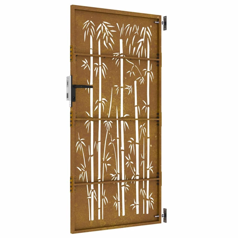 vidaXL dārza vārti, 85x175 cm, kortēna tērauds, bambusa dizains