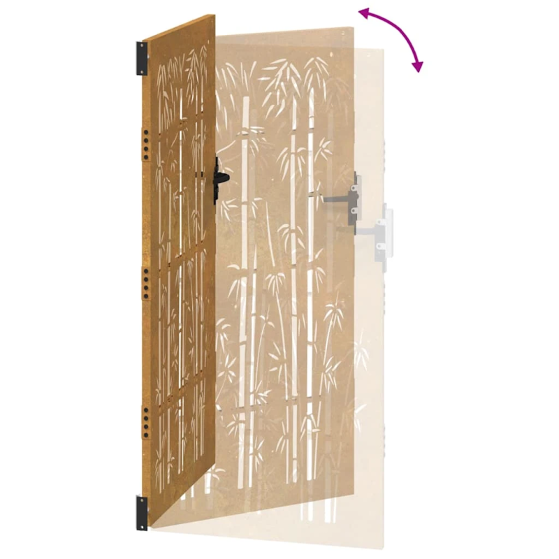 vidaXL dārza vārti, 85x175 cm, kortēna tērauds, bambusa dizains