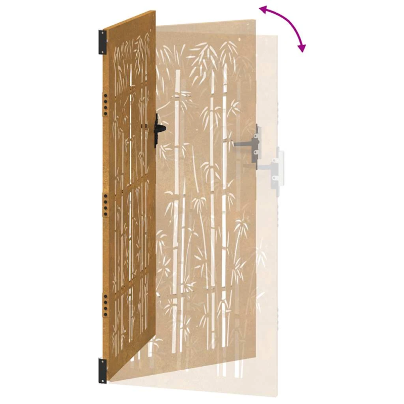 vidaXL dārza vārti, 85x200 cm, kortēna tērauds, bambusa dizains