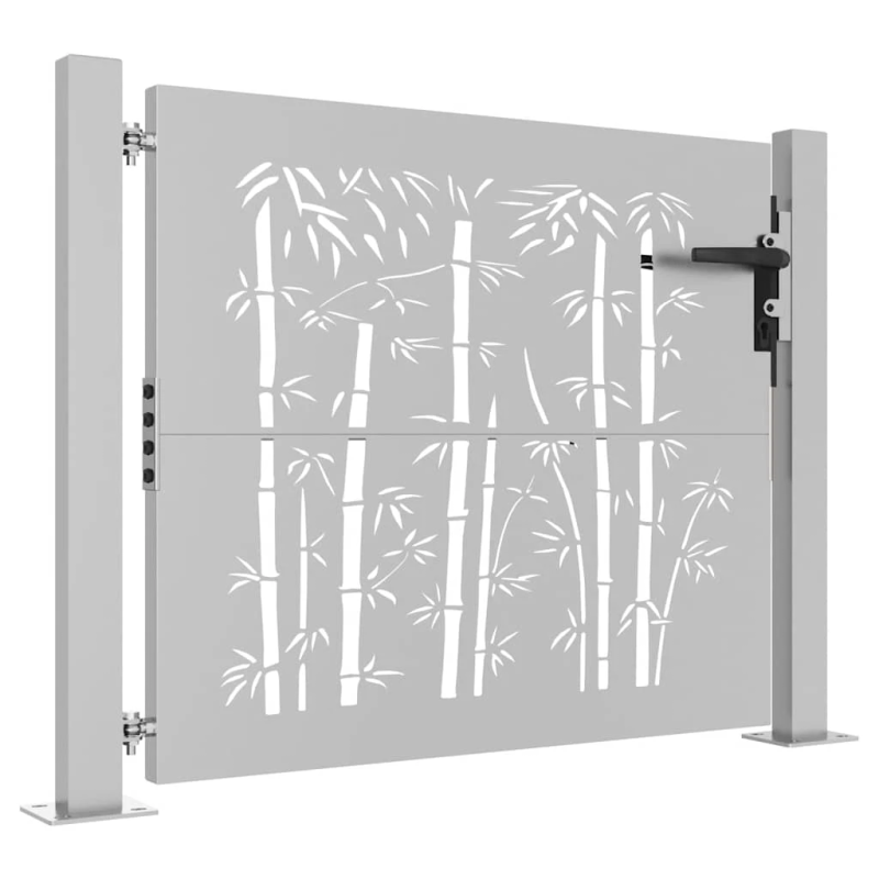 vidaXL dārza vārti, 100x75 cm, kortēna tērauds, bambusa dizains