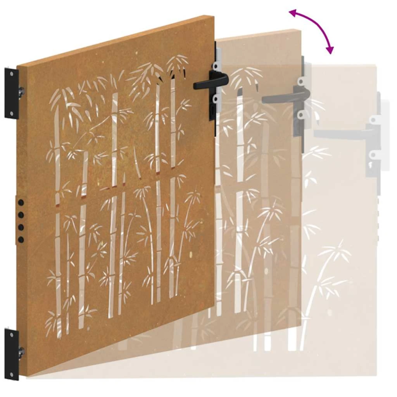 vidaXL dārza vārti, 100x100 cm, kortēna tērauds, bambusa dizains