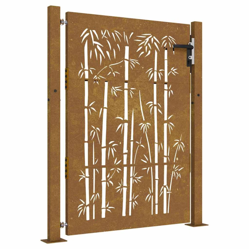 vidaXL dārza vārti, 100x150 cm, kortēna tērauds, bambusa dizains