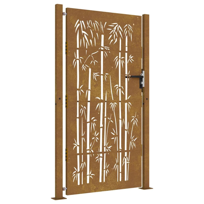 vidaXL dārza vārti, 100x200 cm, kortēna tērauds, bambusa dizains