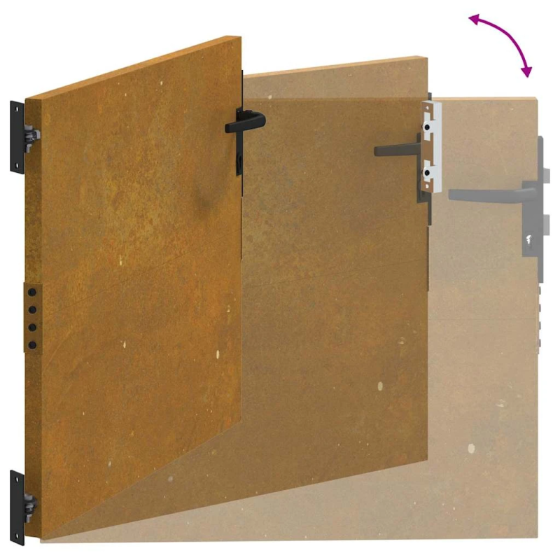 vidaXL dārza vārti, 85x125 cm, kortēna tērauds, kvadrātveida dizains