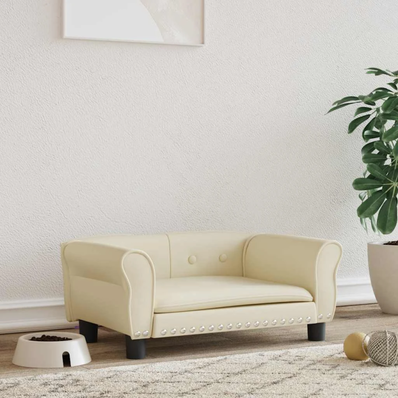 vidaXL gulta suņiem, krēmkrāsas, 70x45x30 cm, mākslīgā āda