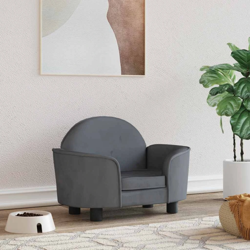 vidaXL gulta suņiem, tumši pelēka, 66x40x45 cm, samts