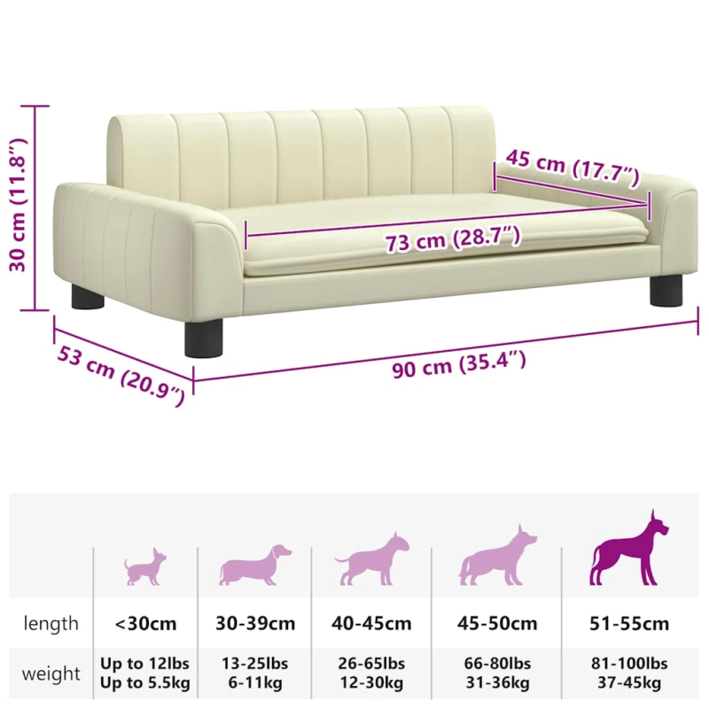 vidaXL gulta suņiem, bēša, 90x53x30 cm, mākslīgā āda