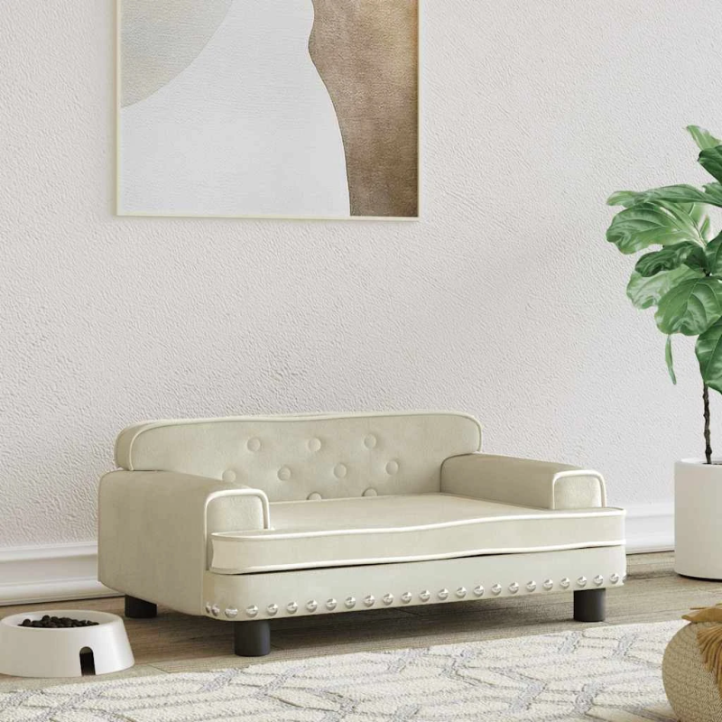 vidaXL gulta suņiem, krēmkrāsas, 70x45x30 cm, samts