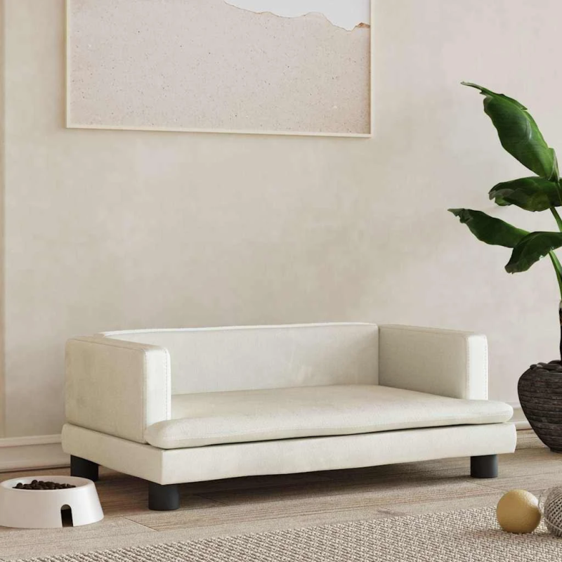 vidaXL gulta suņiem, krēmkrāsas, 80x45x30 cm, samts