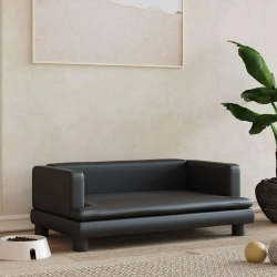 vidaXL gulta suņiem, melna, 80x45x30 cm, mākslīgā āda