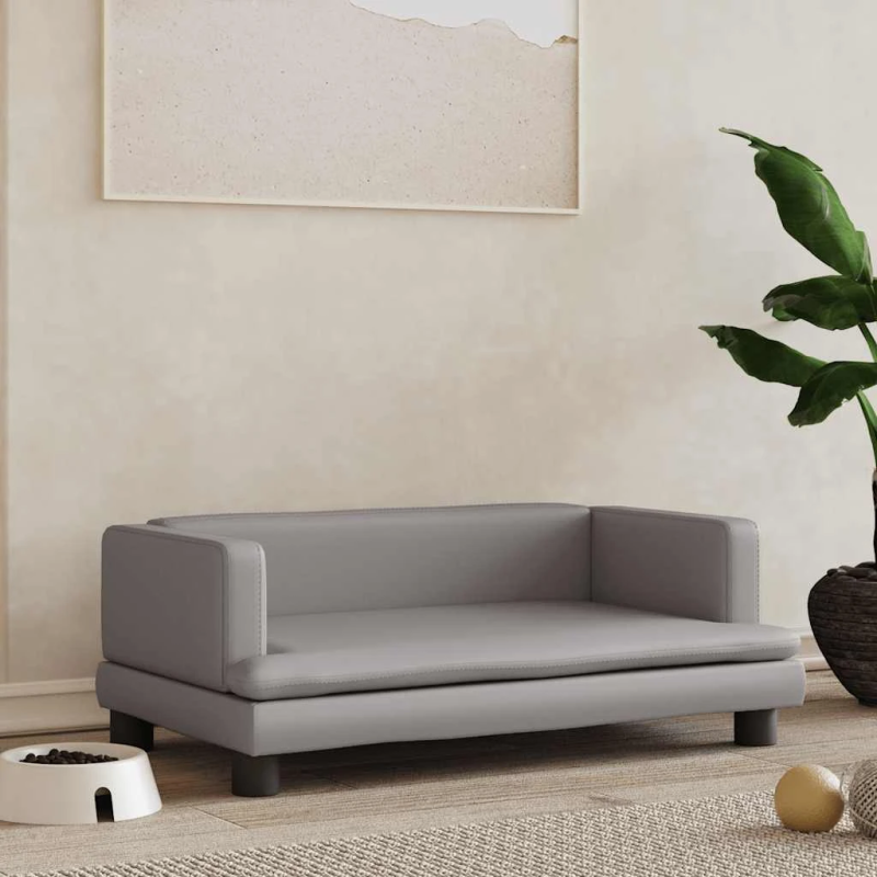 vidaXL gulta suņiem, pelēka, 80x45x30 cm, mākslīgā āda