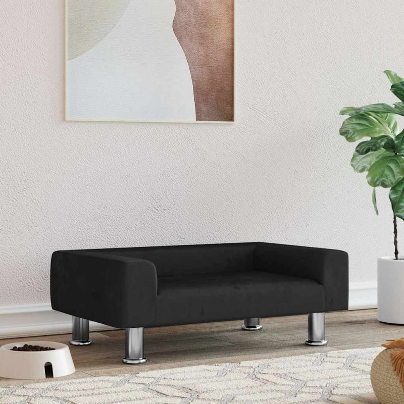 vidaXL gulta suņiem, melna, 70x45x26,5 cm, samts