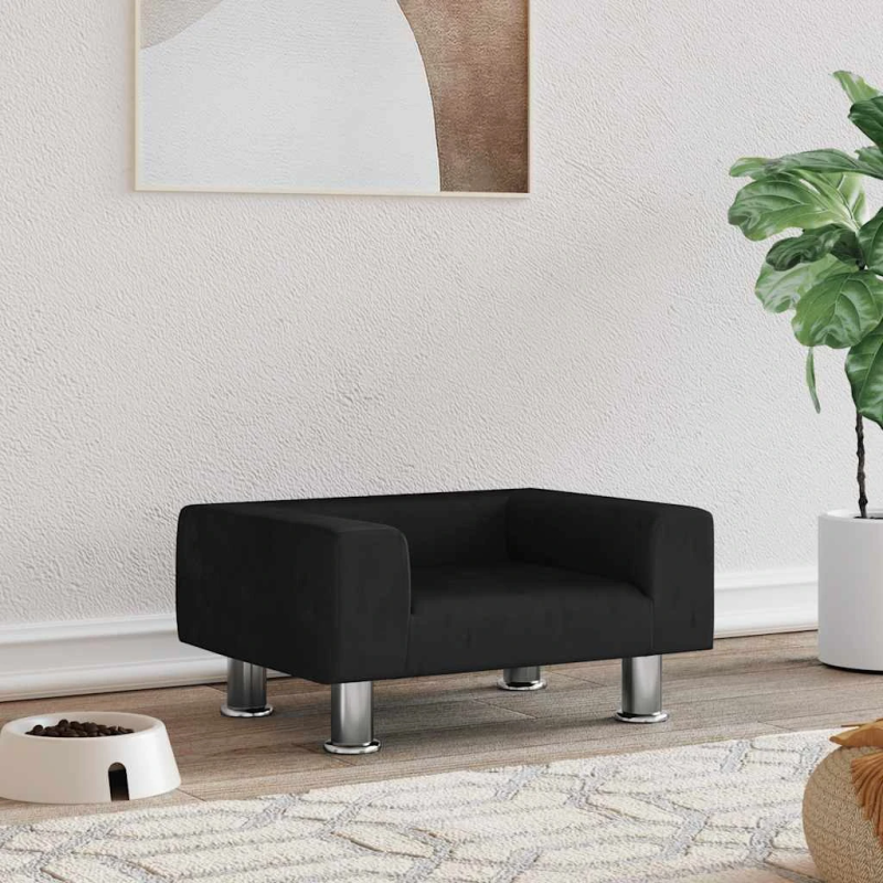 vidaXL gulta suņiem, melna, 50x40x26,5 cm, samts