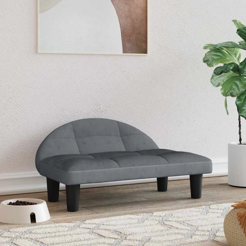 vidaXL gulta suņiem, tumši pelēka, 70x52x30 cm, samts