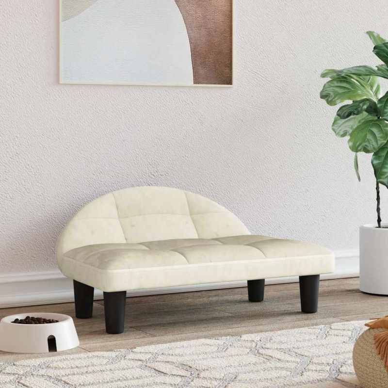 vidaXL gulta suņiem, krēmkrāsas, 70x52x30 cm, samts