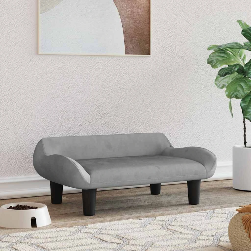 vidaXL gulta suņiem, gaiši pelēka, 70x40x24 cm, samts