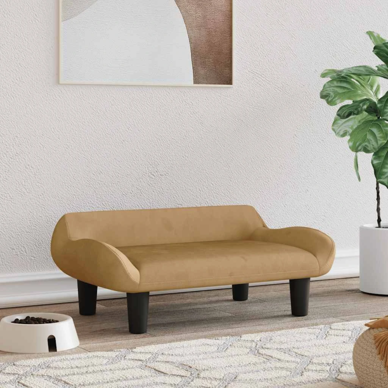 vidaXL gulta suņiem, brūna, 70x40x24 cm, samts