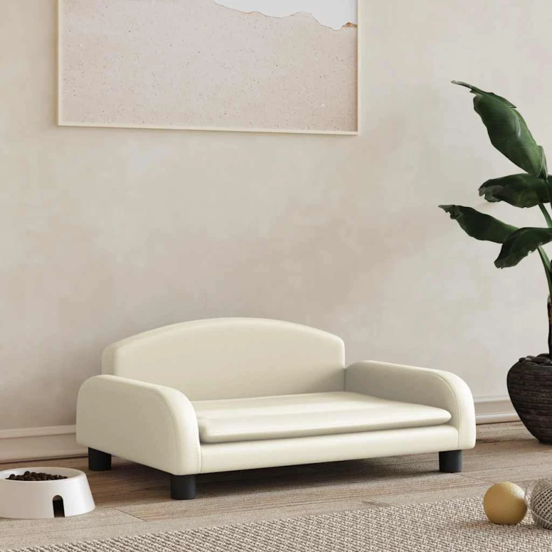 vidaXL gulta suņiem, krēmkrāsas, 70x45x30 cm, mākslīgā āda