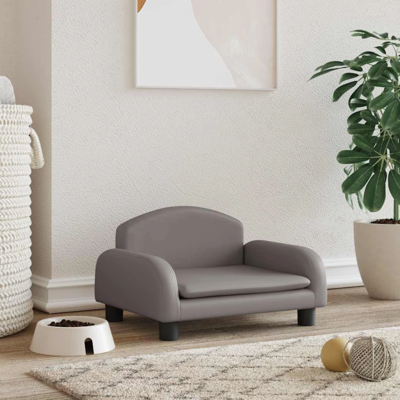 vidaXL gulta suņiem, pelēka, 50x40x30 cm, mākslīgā āda