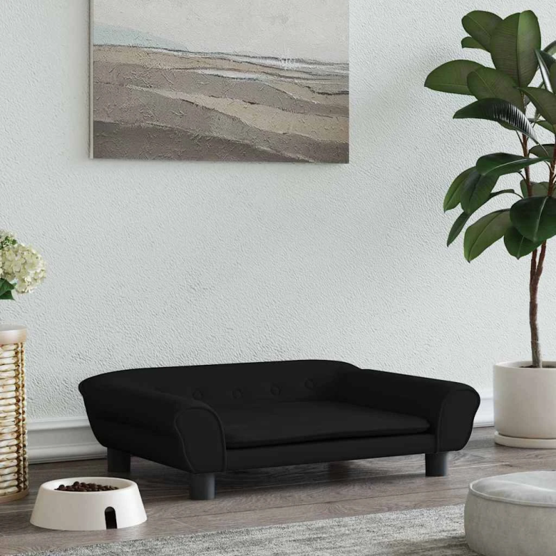 vidaXL gulta suņiem, melna, 70x48x22 cm, samts