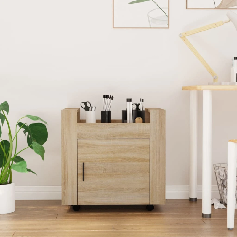 vidaXL galda skapītis uz riteņiem, Sonomas ozolkoka, 60x45x60 cm
