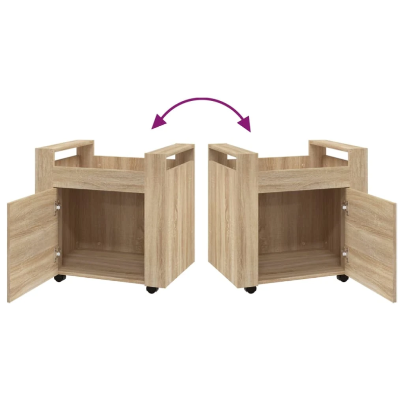 vidaXL galda skapītis uz riteņiem, Sonomas ozolkoka, 60x45x60 cm