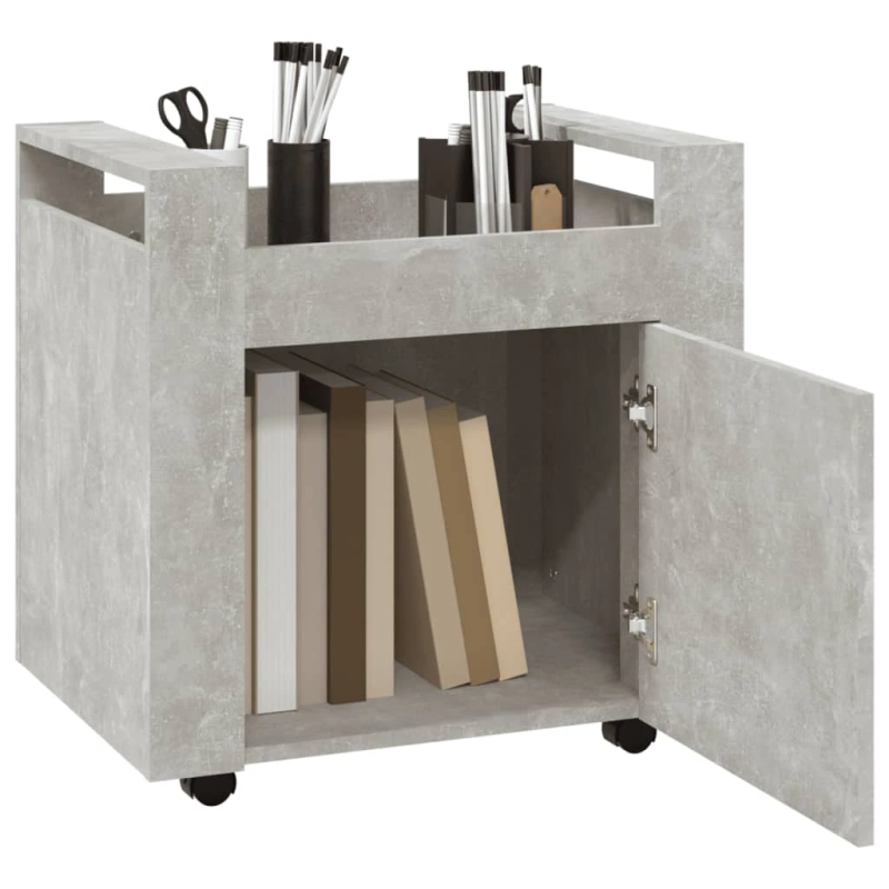vidaXL galda skapītis uz riteņiem, betonpelēks, 60x45x60 cm