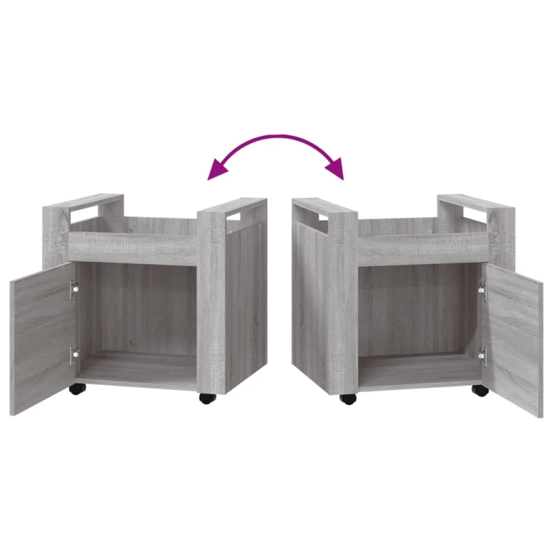 vidaXL galda skapītis uz riteņiem, pelēka ozolkoka krāsa, 60x45x60 cm