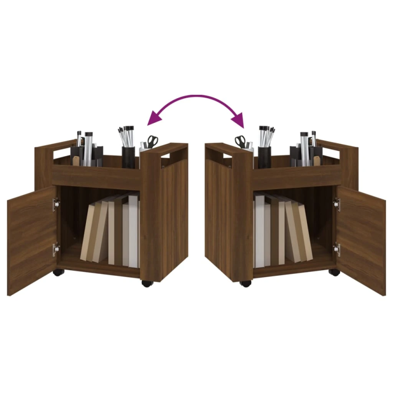 vidaXL galda plaukts uz riteņiem, ozolkoka krāsa, 60x45x60 cm