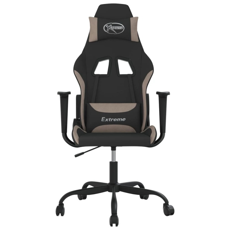 vidaXL datorspēļu krēsls, melns un pelēkbrūns audums