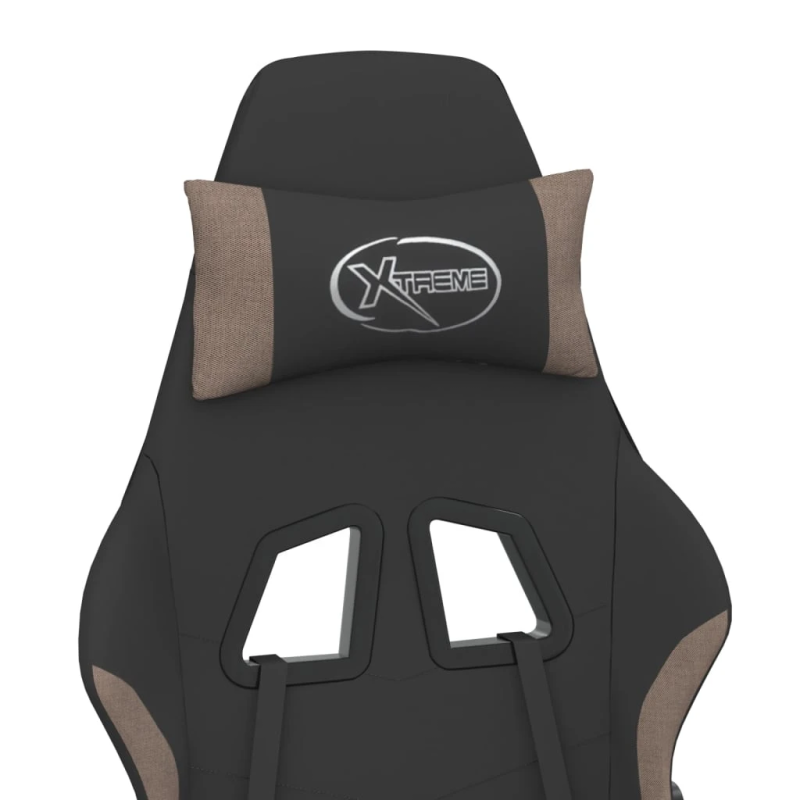 vidaXL datorspēļu krēsls ar kāju balstu, melns un pelēkbrūns audums