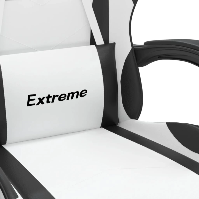 vidaXL datorspēļu krēsls, balta un melna mākslīgā āda