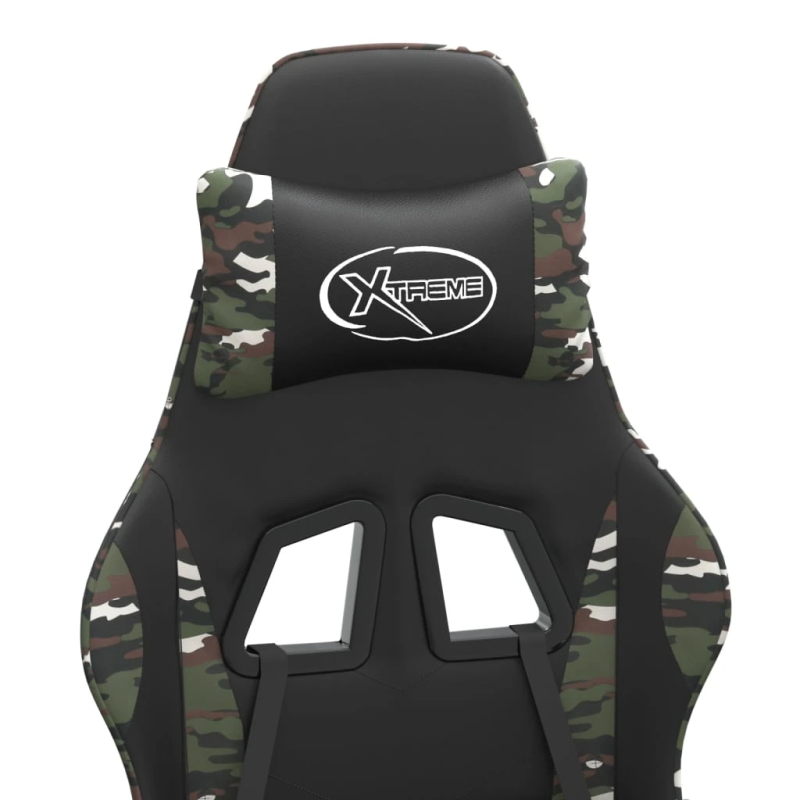 vidaXL datorspēļu krēsls, melna un kamuflāžas mākslīgā āda